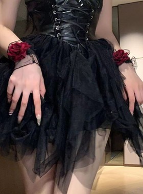 lolita洛丽塔暗黑系玫瑰花蕾丝手环女手腕套手链红色手袖结婚礼服