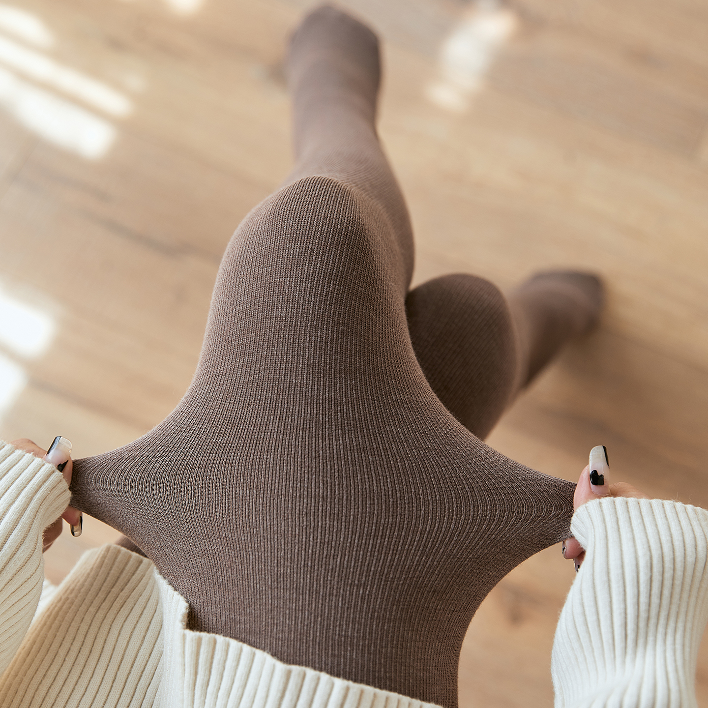 咖色高腰打底裤女春秋款