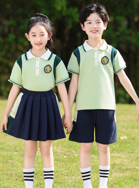 小学生校服夏季班服幼儿园园服夏装一二年级儿童夏天绿色演出服装