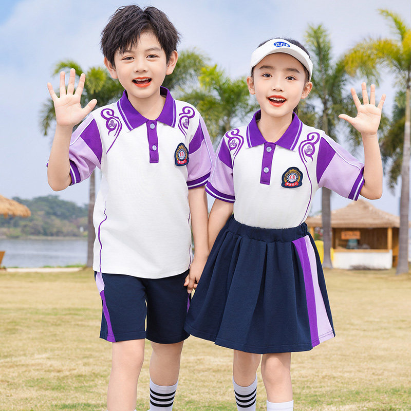 幼儿园园服夏季英伦风套装小学生运动短袖校服儿童老师毕业照班服