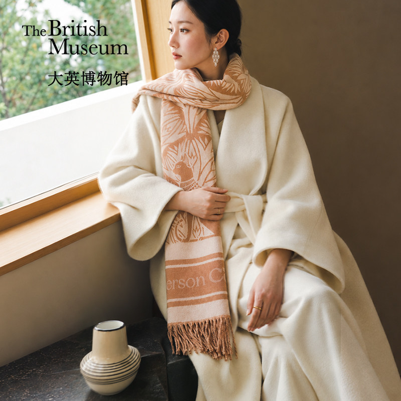 大英博物馆莲花纹提花围巾