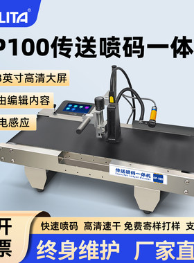 威利达CP100小型台面式在线喷码机一体机生产日期汉字数字英文符号图片LOGO瓶子流水线桌面款分页打码一体机