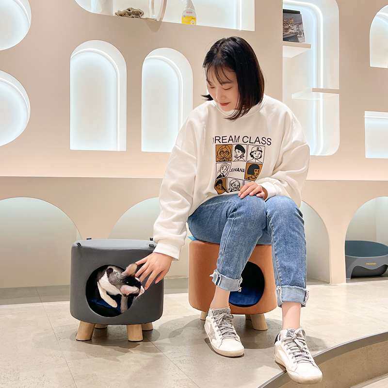 实木猫窝小凳子现代简约矮凳人猫共用沙发凳四季通用宠物用品猫屋