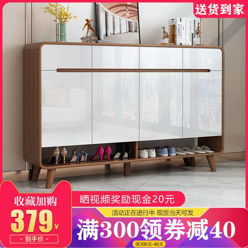 鞋柜家用门口入户门厅柜新中式大容量玄关隔断柜实木腿阳台收纳柜