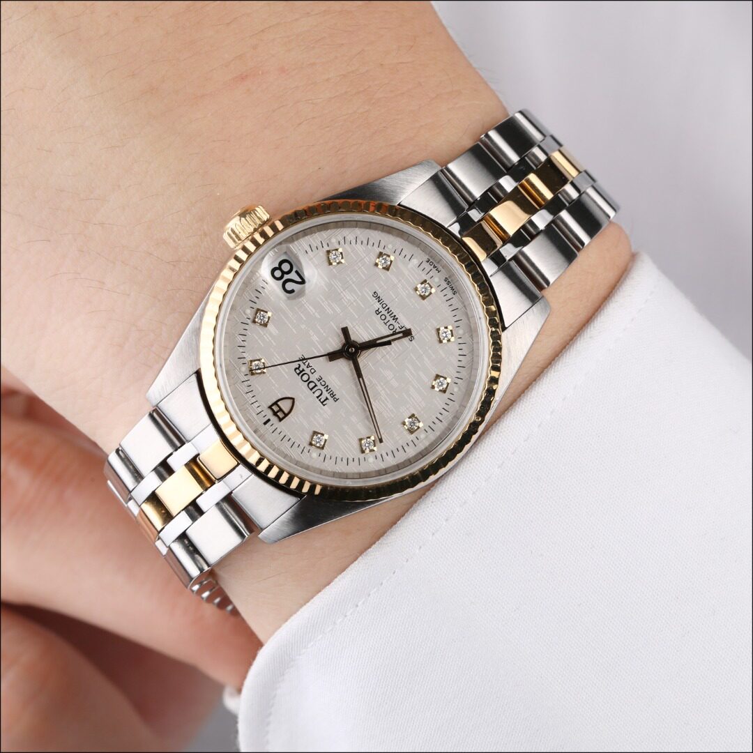 8新]帝舵王子型与公主型18k黄金原镶时标钻自动机械男表72033