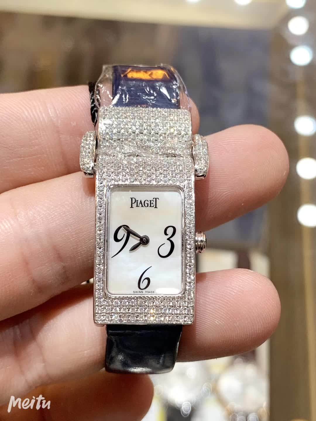 5新]伯爵missprotocole系列白金后镶钻贝母面石英女表g0a23101