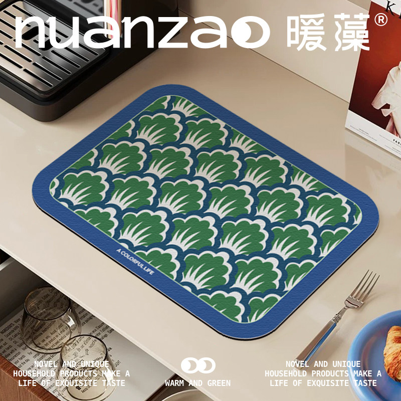 日式纹样 厨房水龙头洗碗池沥水垫水杯干燥垫餐桌台面速干吸水垫,居家布艺,厨房地垫,淘宝优惠券,粉丝福利购,淘宝优惠卷