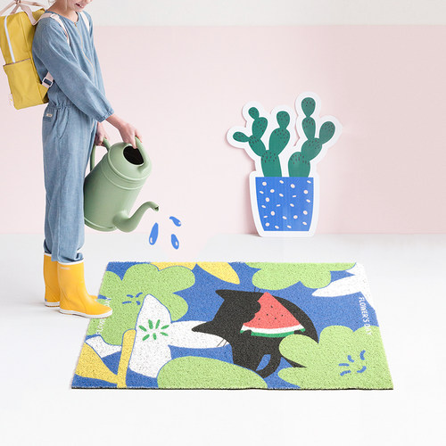 暖藻张乐陆可爱风防滑丝圈地垫