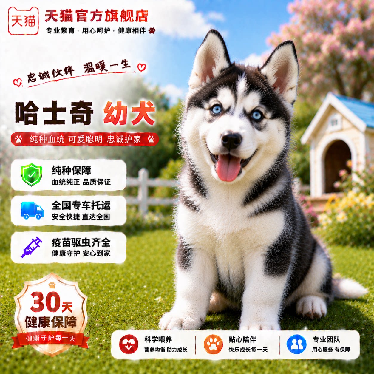 活泼雪橇犬宠物黑色好养可爱狗