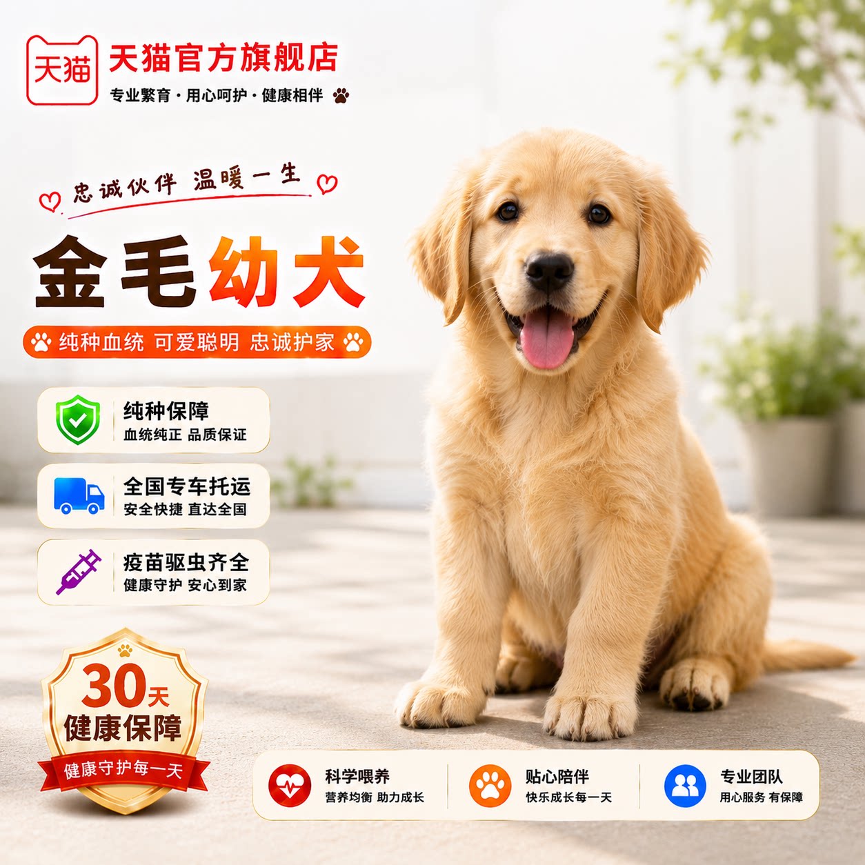 纯种金毛幼犬宠物狗活泼犬健康