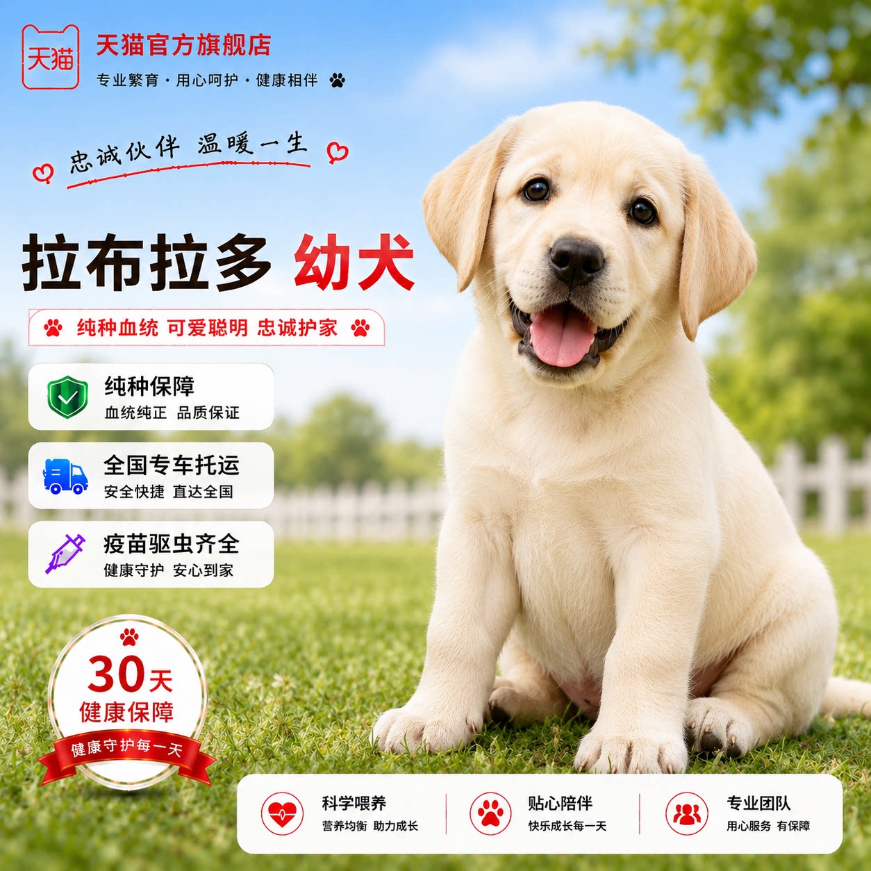 忠诚家体寻回萌犬家庭活体家养