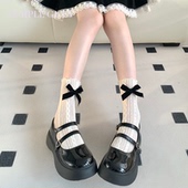 镂空jk日系搭配小皮鞋 purpleguys白色蝴蝶结袜子女夏季 薄款 中筒袜