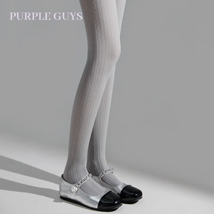 purpleguys天鹅绒打底裤袜女春秋薄款防勾丝不掉档灰色提花连裤袜