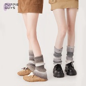 purpleguys金属标袜套秋冬女加厚保暖渐变色韩版 针织堆堆小腿袜套