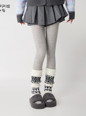 purpleguys白色袜套女秋冬复古搭配打底裤日系羊毛针织堆堆小腿套