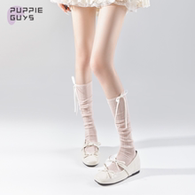 purpleguys小腿袜子少女夏季薄款透气jk蝴蝶结miu系芭蕾风堆堆袜
