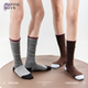 purpleguys灰色小腿堆堆袜子女冬季 jk学院风咖色卷边撞色长筒袜