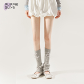 purpleguys灰色袜套女夏季 阔腿针织喇叭亚文化蝴蝶结jk堆堆小腿套
