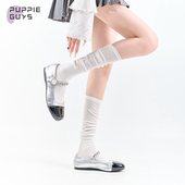 purpleguys袜子白色少女夏薄款 透气显瘦miu系芭蕾风jk小腿堆堆袜