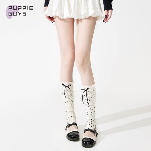 蝴蝶结波点洛丽塔花边堆堆小腿套