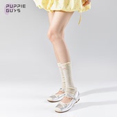 purpleguys泡泡口袜套女夏季 薄款 网眼透气叠穿针织竖纹堆堆小腿套