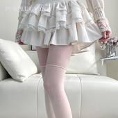 purpleguys白色丝袜女网格拼接纯欲lolita甜美jk过膝奶白丝连裤 袜