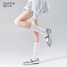purpleguys白色袜子少女夏季薄款jk镂空小腿堆堆袜套miu系芭蕾风