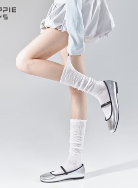 purpleguys白色袜子少女夏季薄款jk镂空小腿堆堆袜套miu系芭蕾风