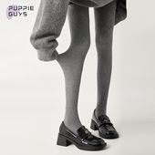 purpleguys连裤 袜女秋冬款 菱格外穿保暖加厚显瘦不掉挡灰色打底袜