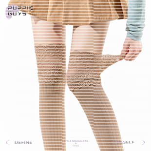 purpleguys蕾丝花边过膝袜子女春秋款芭蕾风美拉德拼接堆堆长筒袜