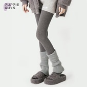 purpleguys金属标灰色袜套女秋冬款 保暖辣妹y2k针织jk堆堆小腿套