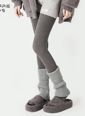 purpleguys金属标灰色袜套女秋冬款保暖辣妹y2k针织jk堆堆小腿套