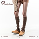 purpleguys咖色堆堆袜套女冬配勃肯鞋 美拉德保暖针织纽扣小腿套