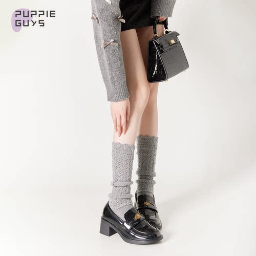 镂空羊毛针织堆堆小腿袜