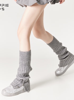 purpleguys针织袜套女秋冬季y2k针织保暖竖条开叉纽扣堆堆小腿套