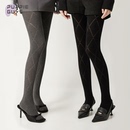 purpleguys深灰色连裤袜女秋冬镂空菱格保暖美腿显瘦防勾丝打底袜