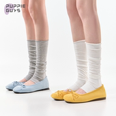 purpleguys白色卷边堆堆踩脚袜套女夏季 薄款 氧气感腿套芭蕾风袜子