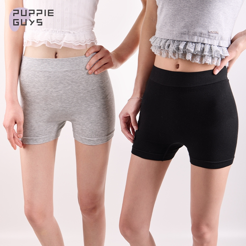 purpleguys灰色无缝高弹防走光安全裤夏季女纯色四角内裤不卡档 - 封面