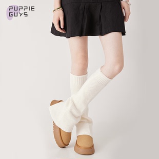 purpleguys白色袜套女秋冬款 开叉微喇叭辣妹亚文化长筒堆堆小腿套