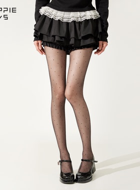 purpleguys斜纹波点丝袜春夏季薄款防勾丝日系美腿性感黑色连裤袜