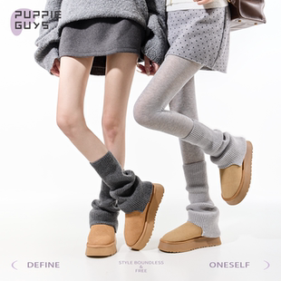 purpleguys灰色格雷系袜套女雪地靴打底裤 阔腿针织堆堆袜小腿套