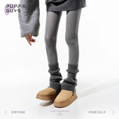 purpleguys阔腿针织堆堆袜套配连裤 袜女秋季 日系保暖竖纹小腿袜套