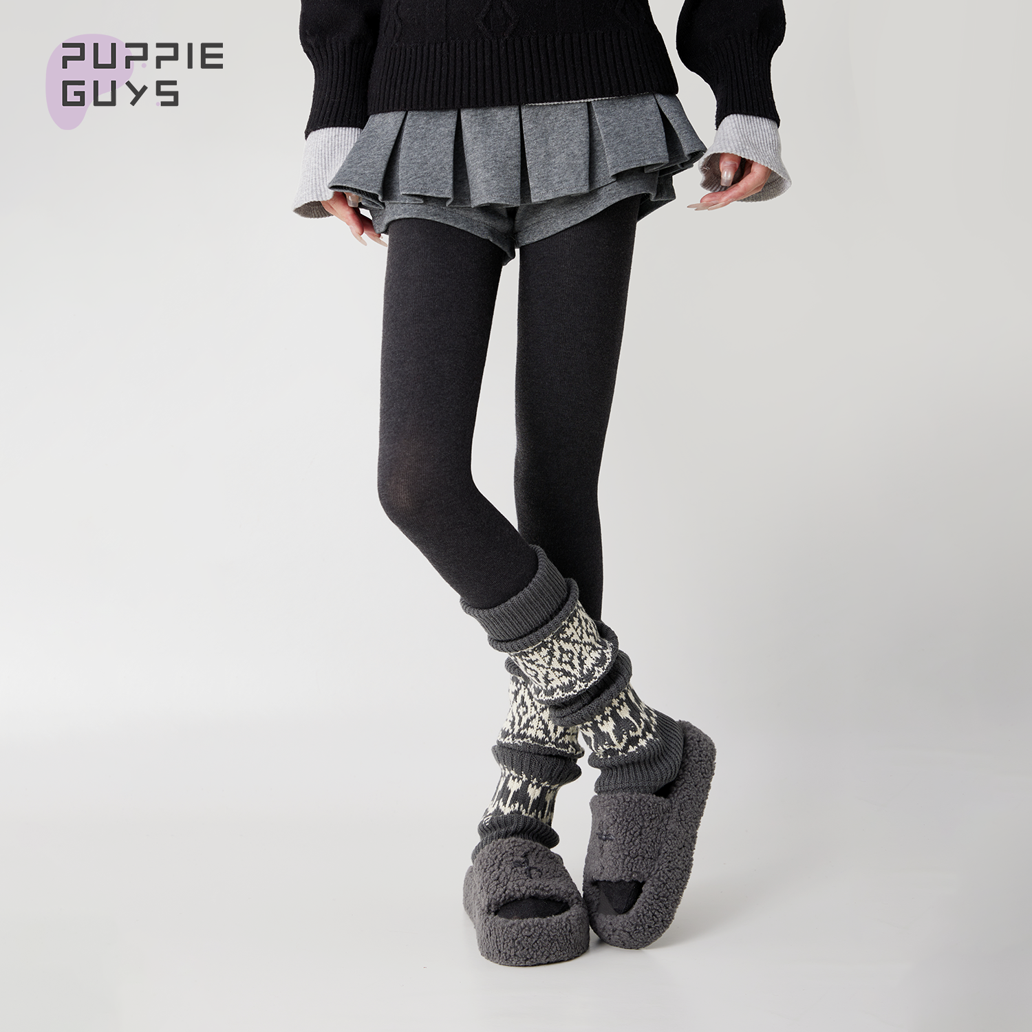 费尔岛复古保暖堆堆袜套