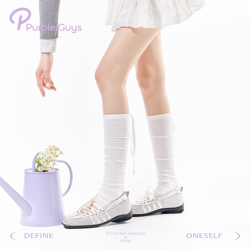 蝴蝶结绑带芭蕾风可踩脚堆堆袜套