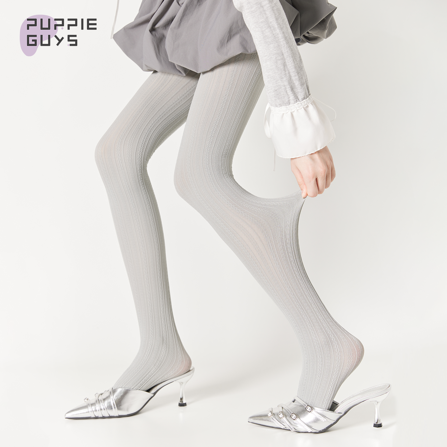 灰色外穿显瘦复古防勾丝jk打底袜