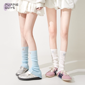 purpleguys多巴胺miu系布标袜套初秋薄款 女y2k小腿堆堆袜子腿套