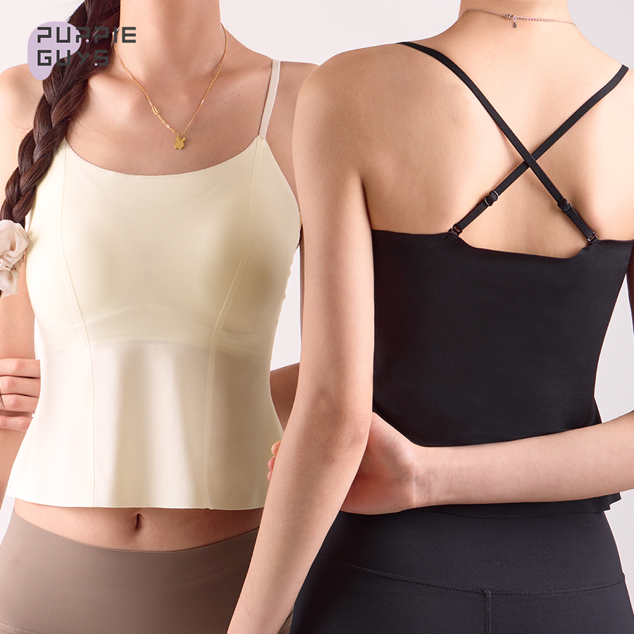 内衣一体带胸垫吊带美背心女外穿