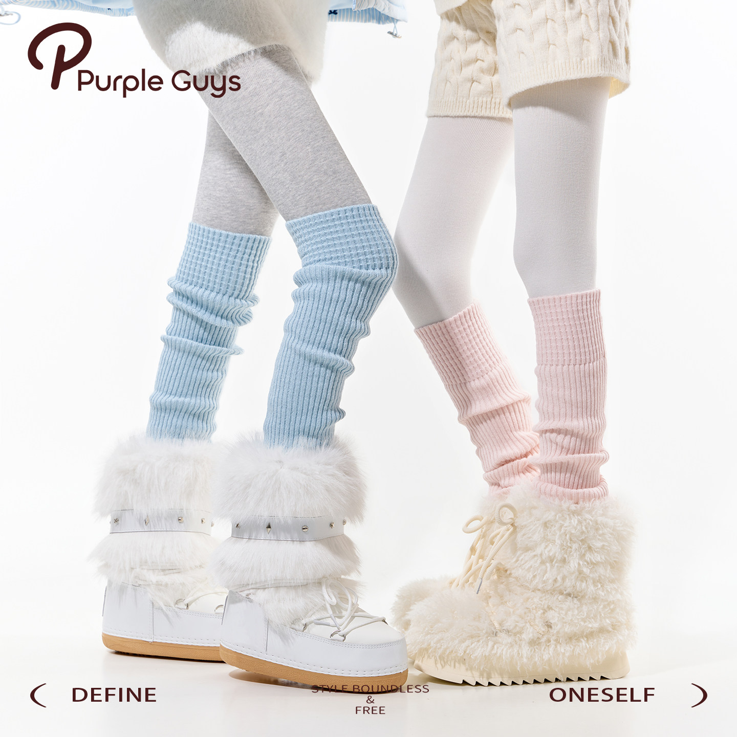 多巴胺蓝色堆堆袜套女2025新款冬