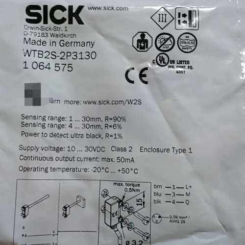 SICK西克光电传感器WTB2S-2P3130货号10议价