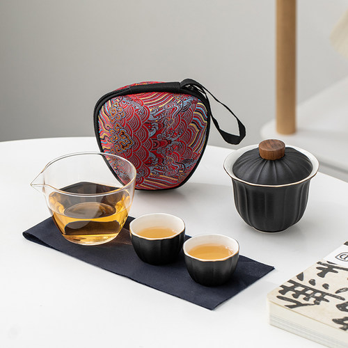 玻璃快客杯一壶二杯旅行茶具